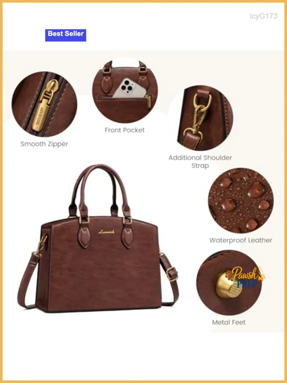 Vintage PU Leather Satchel Tote Shoulder Bag Women Work Handbag
